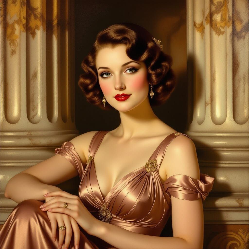 English Lady in Renaissance Setting as Michelangelo Painting