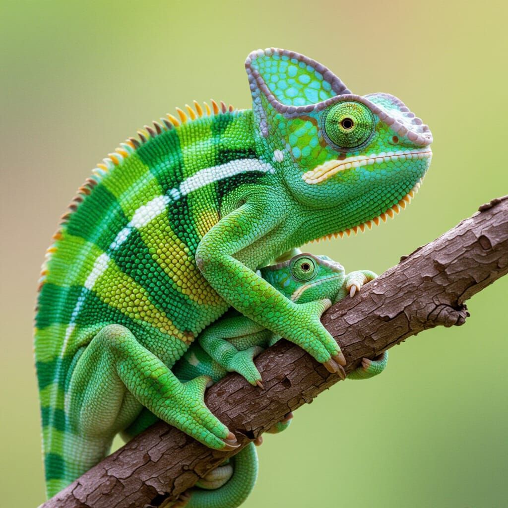 Chameleon with its Baby
