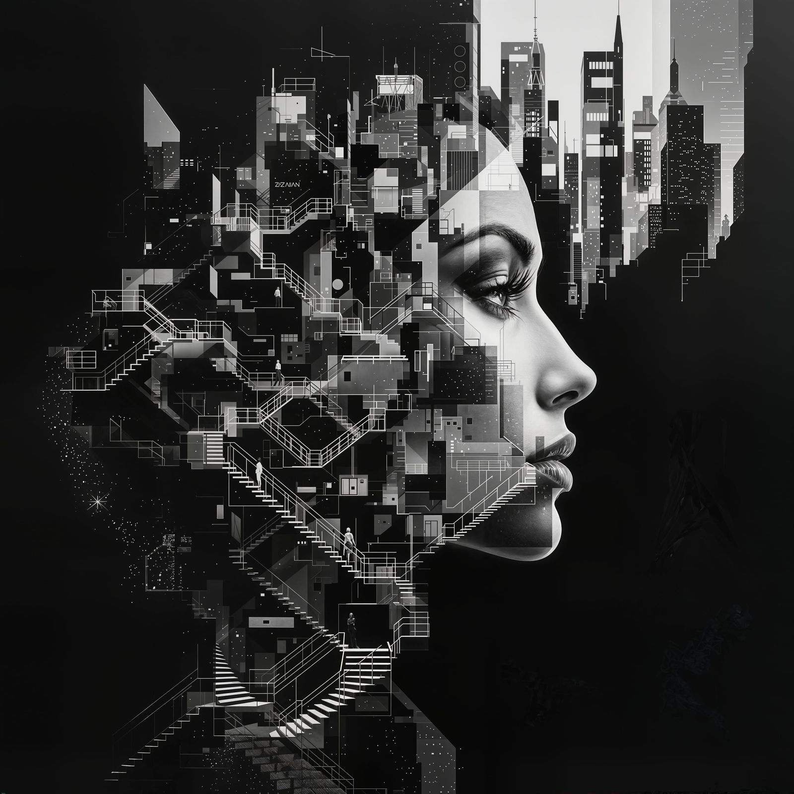 Intricate Urban Labyrinth Unfolds in Digital Painting