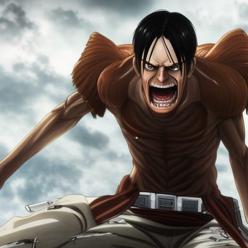 Eren Yeager Titan Form Realistic Detailed Painting