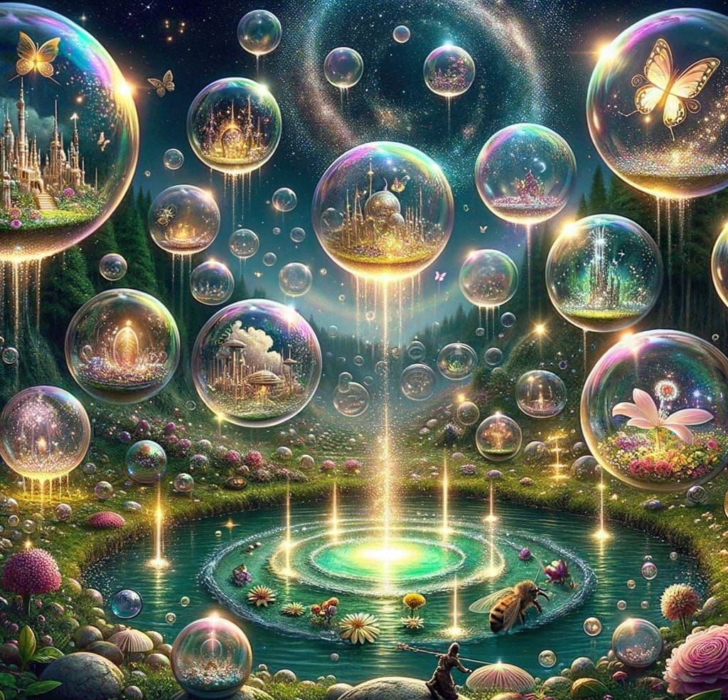 Magical Fairy-Dust Bubbles in Enchanting Forest