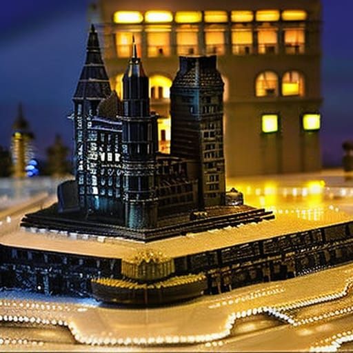 Gotham City Diorama in Twilight Thunderstorm