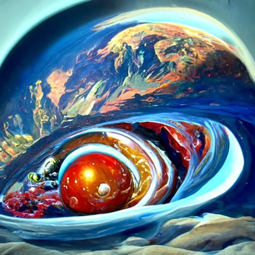 Cosmic Planet in Oil Painting Style