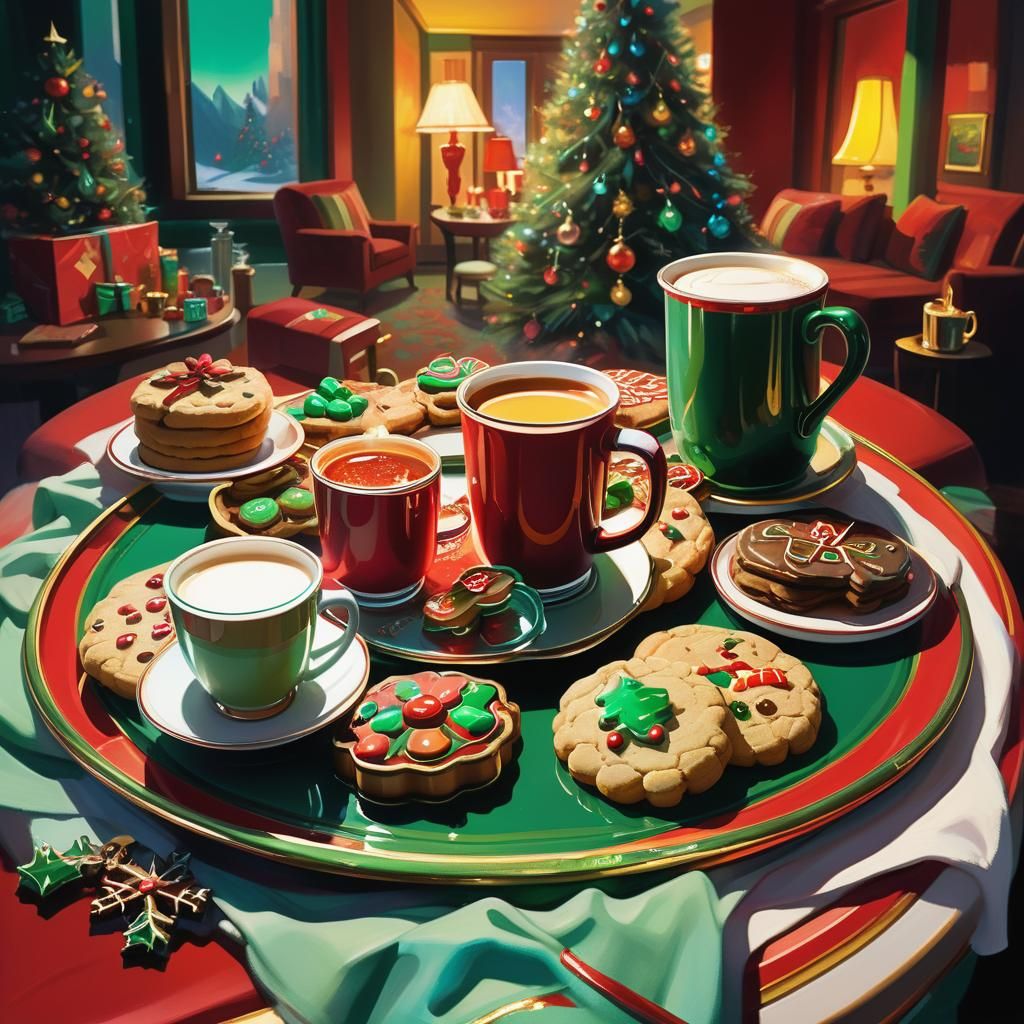 Christmas Hotel Tray: Fantasy Concept Art in Oil Painting St...