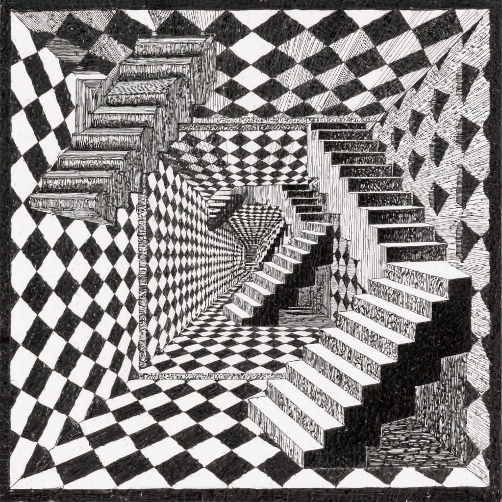 Escher-Inspired Optical Illusion with Impossible Geometry