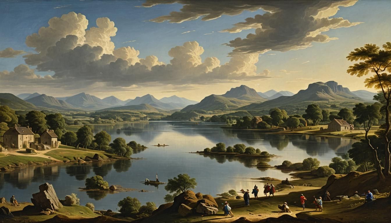 Scottish Loch Landscape after Nicolas Poussin