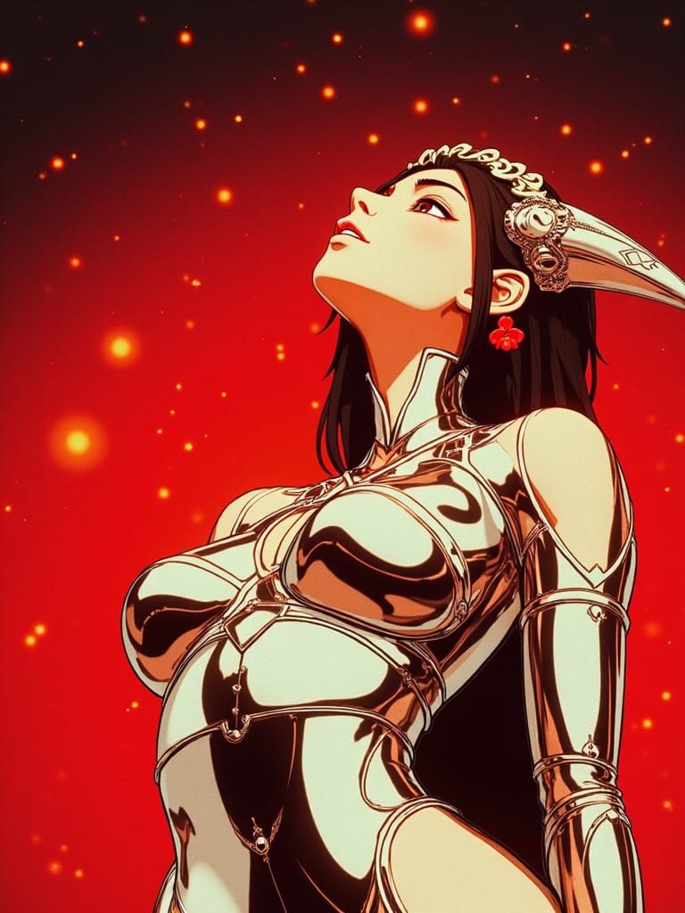 Ethereal Starscape with Swirling Clouds in Anime Style