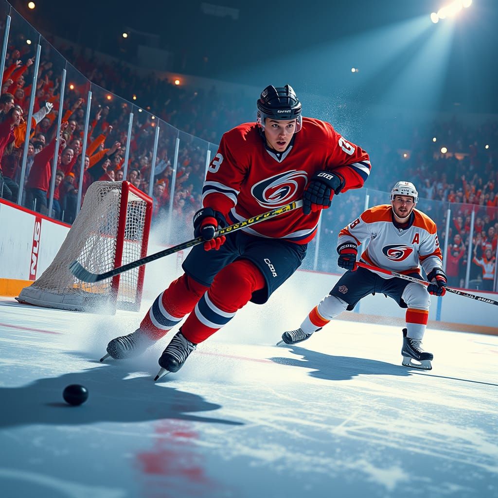 Hockey Player Scores Winning Goal in Dramatic Action