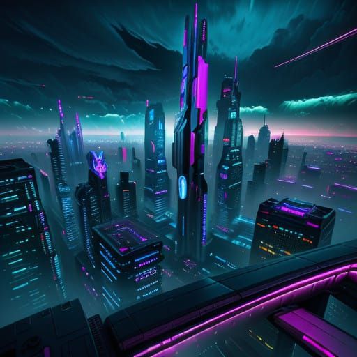 Neon Cityscape Unveiled in Cyberpunk Haze