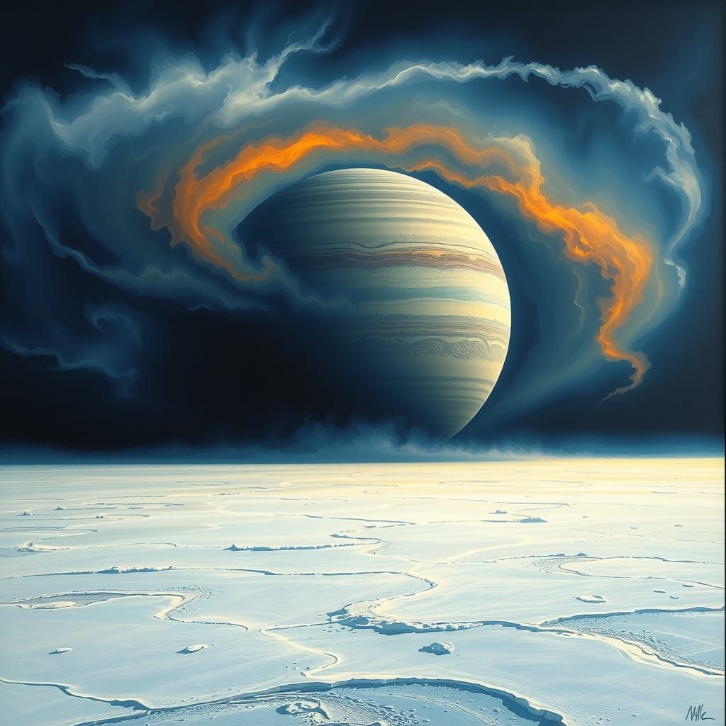 Gas Giant Planet Jupiter from Icy Moon Ganymede