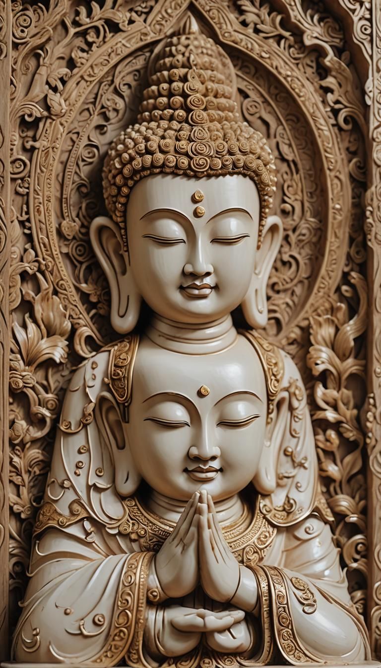 Four-Faced Ivory Buddha in Traditional Thai Style