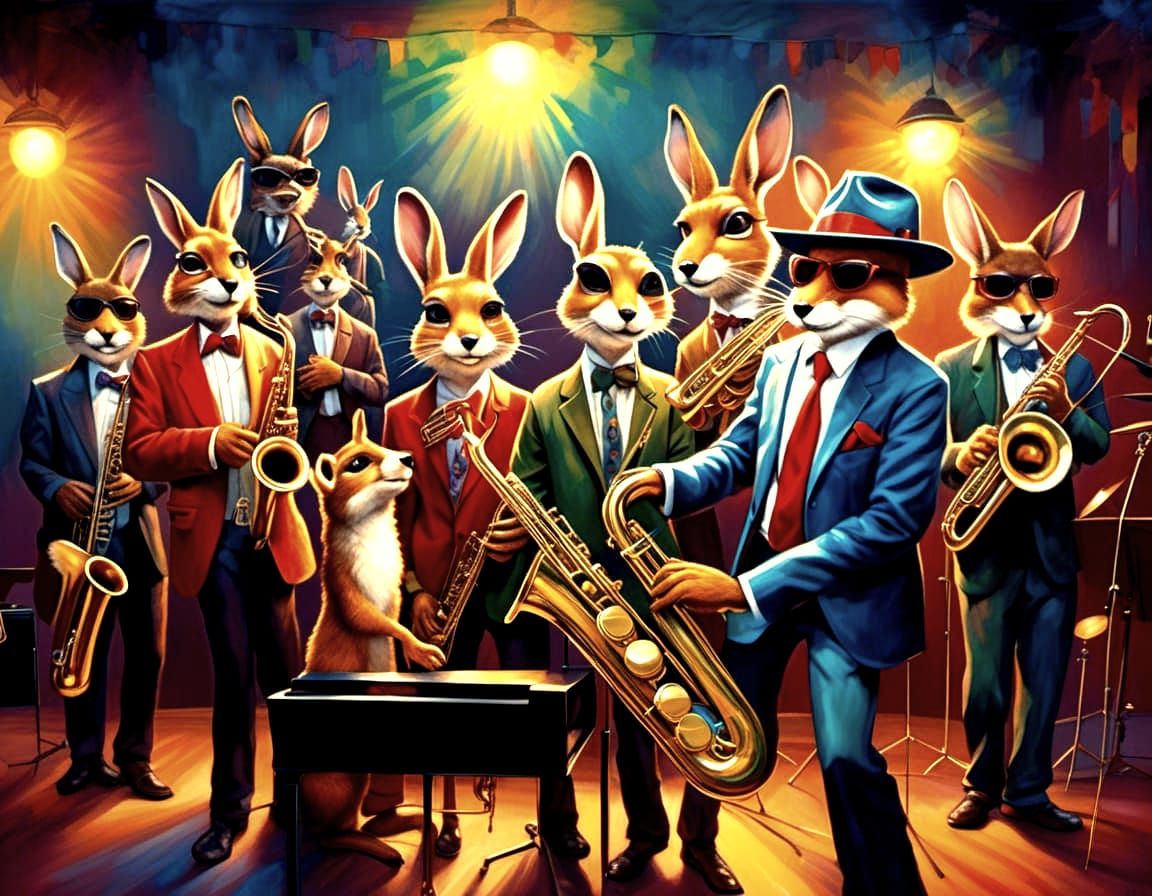 Animals Form Jazz Band on Stage