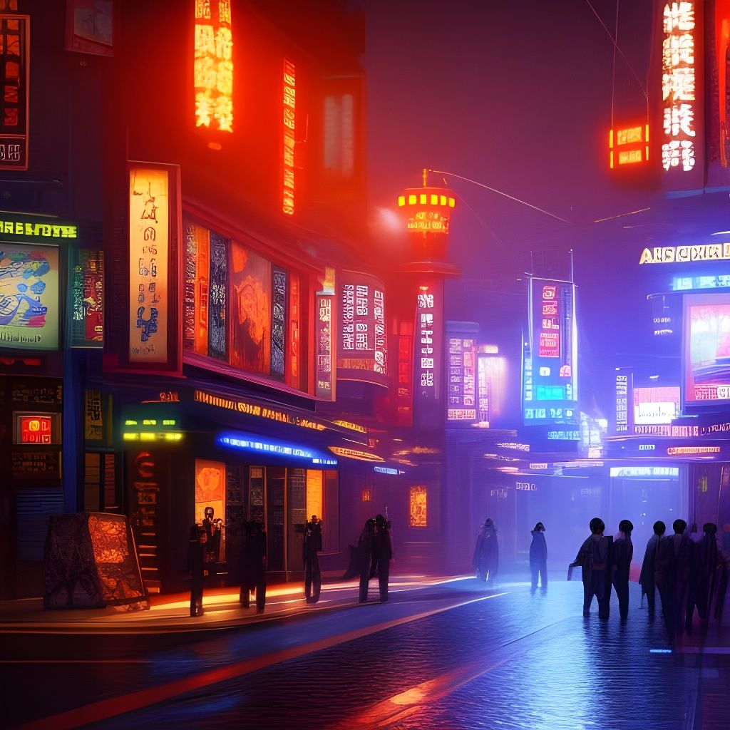 Zen Bushido Nightlife in Hyperdetailed Fantasy Art