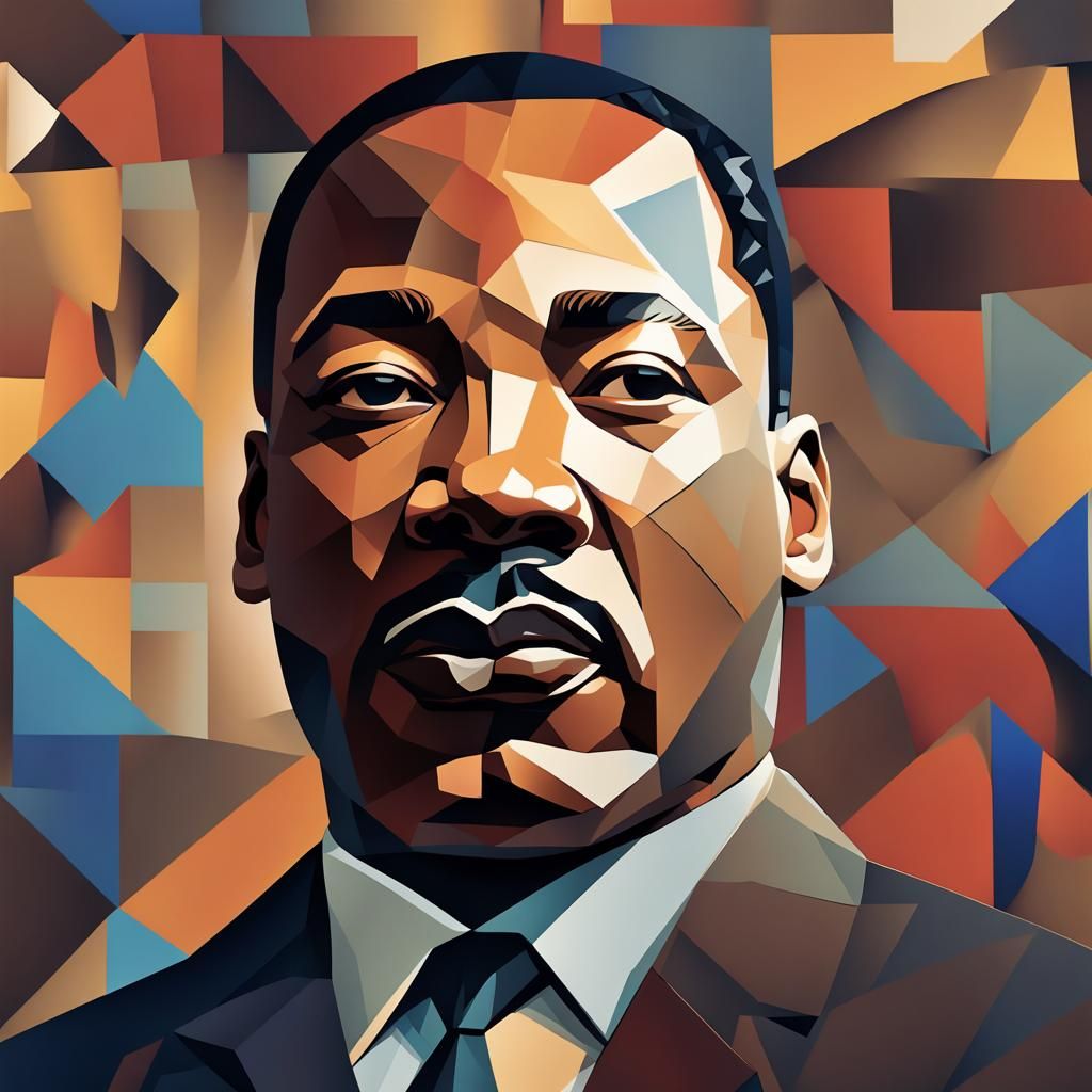 Martin Luther King Jr. Portrait in Cubism Style