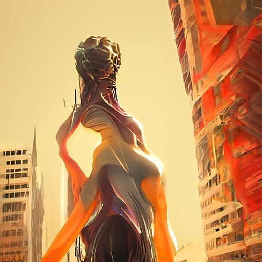 Colossal Ballerina in Apocalyptic Sci-Fi Style