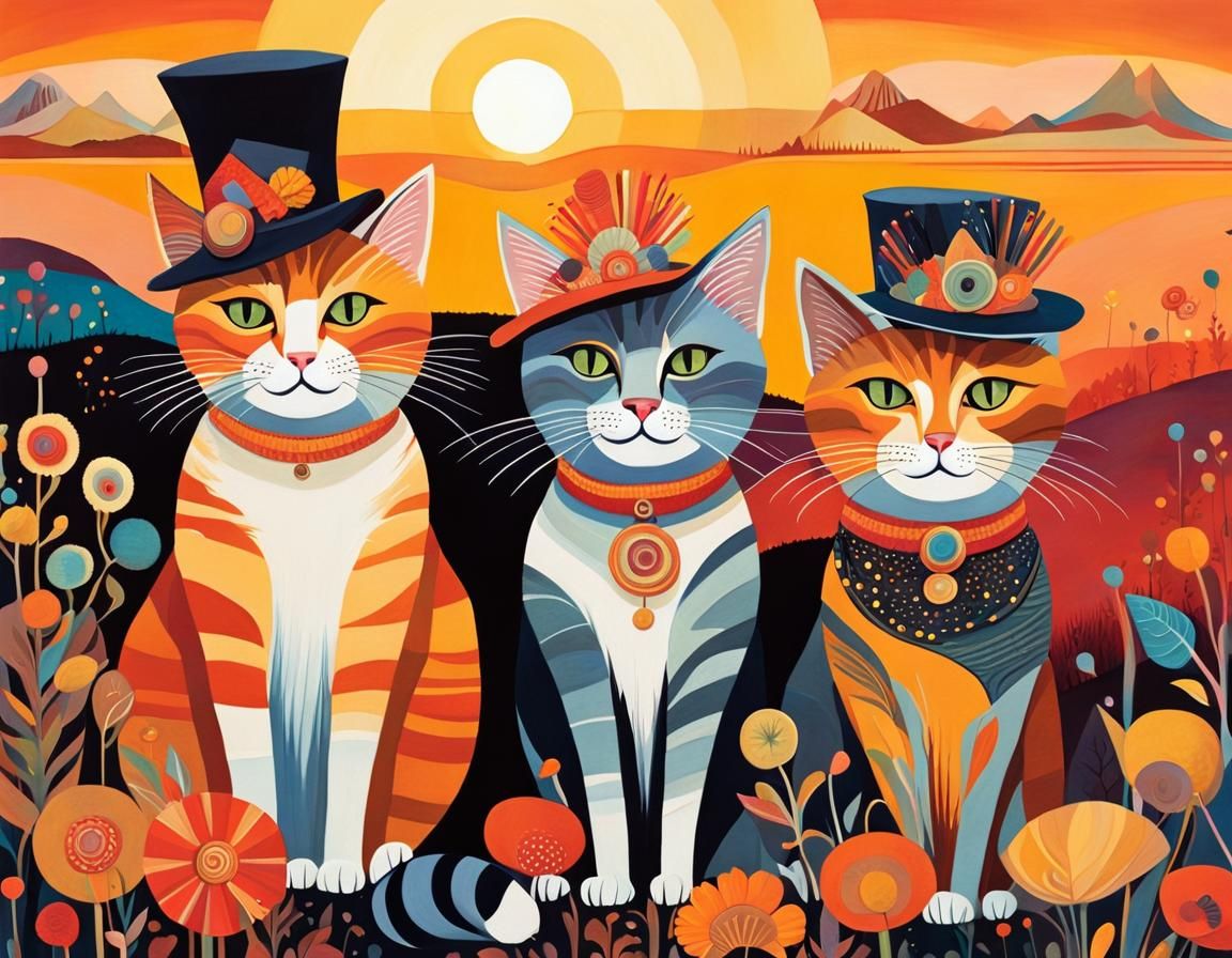 Cats in Hats: Whimsical Storybook Illustration