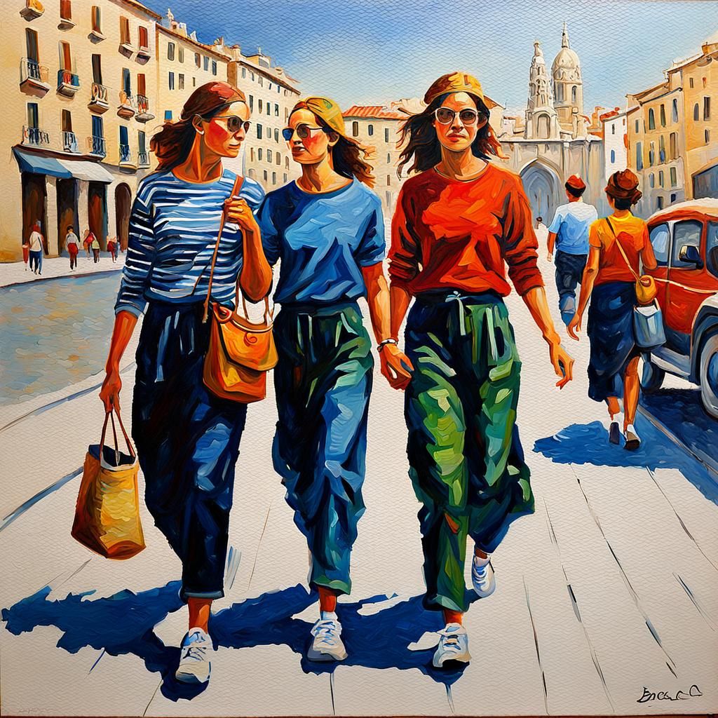 Barcelona Women in Oil Painting Style