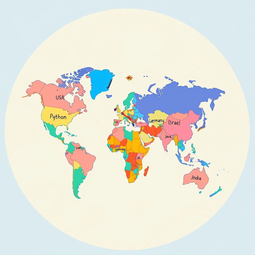 Vibrant World Map of Programming Languages