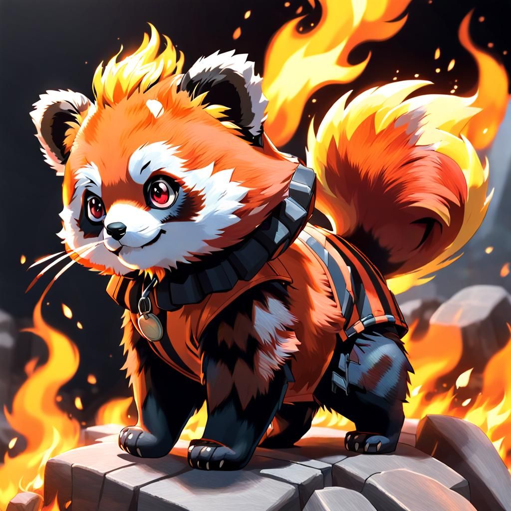 Fiery Red Panda Pokemon Concept Art