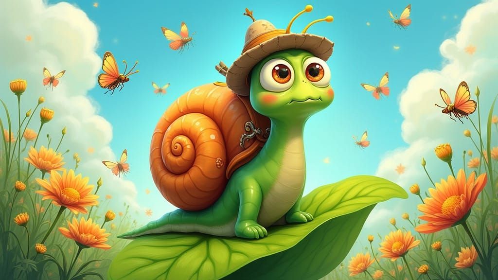 Spiral Snail Embarks on Garden Adventure