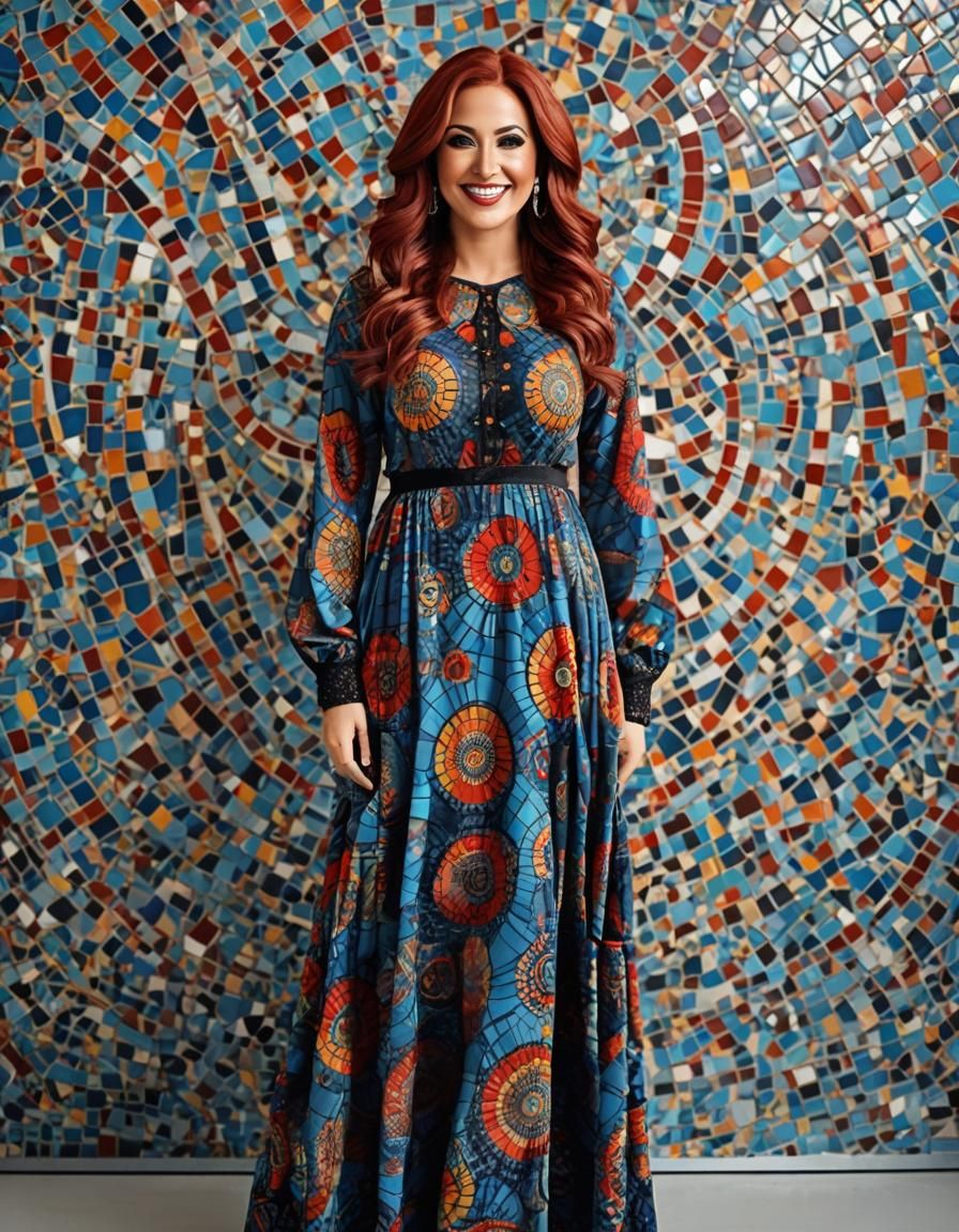 Psychedelic Mosaic Portrait of Woman in Office