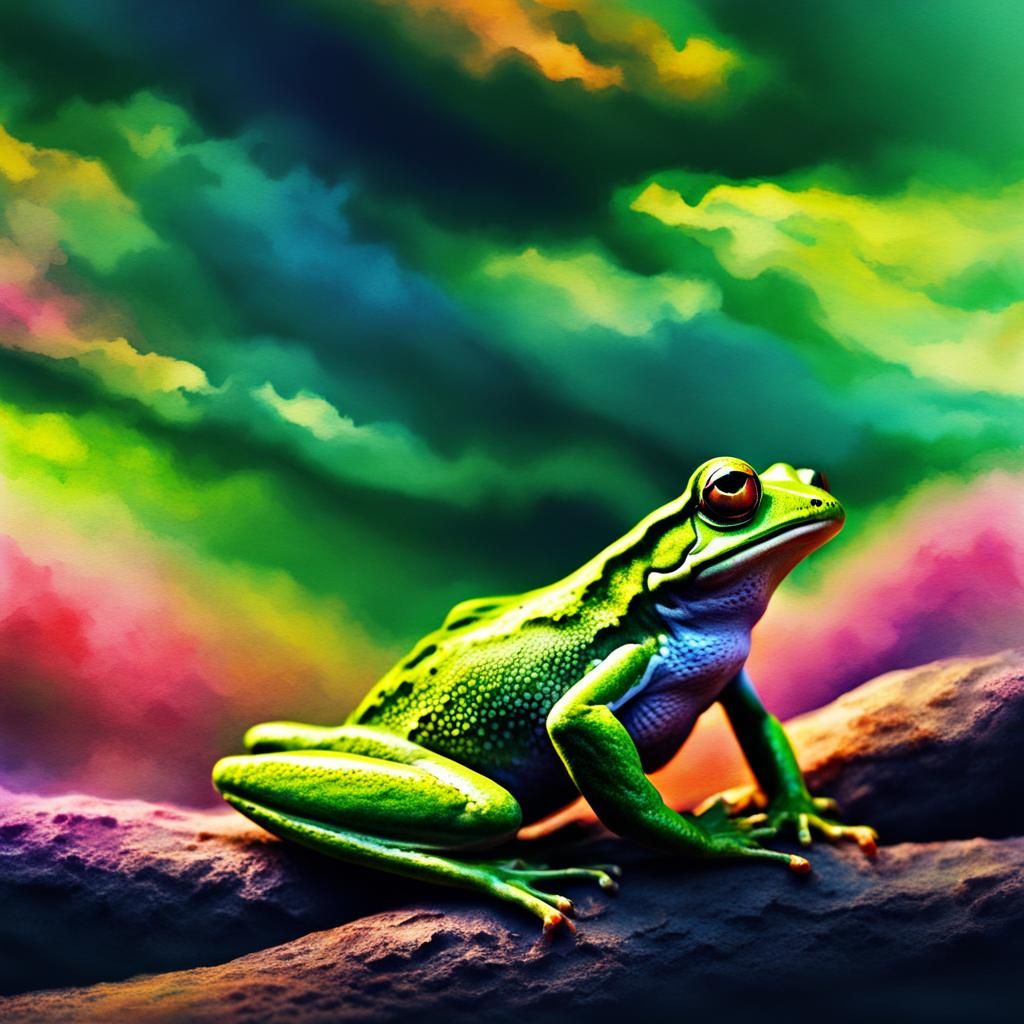 Dream Culture Frog in Digital Watercolor
