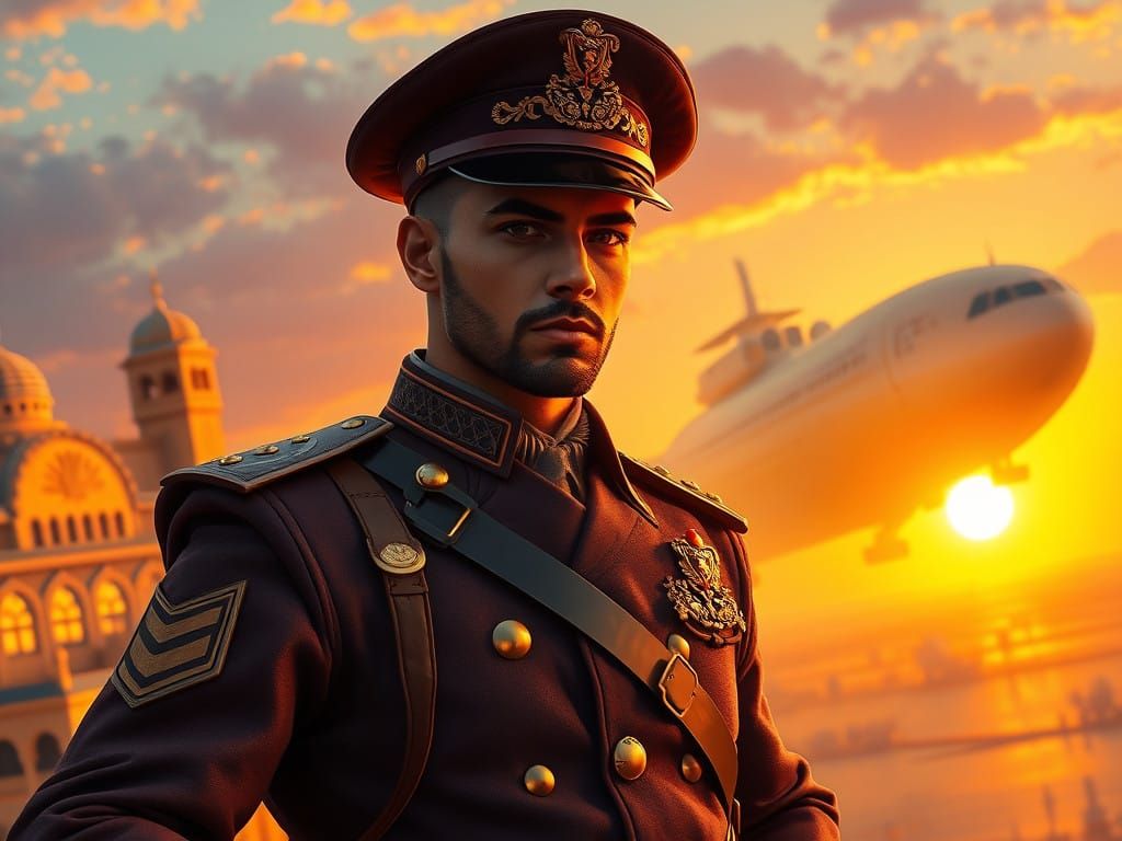 Diesel-punk theme, 1920s style, military airship docking at ...