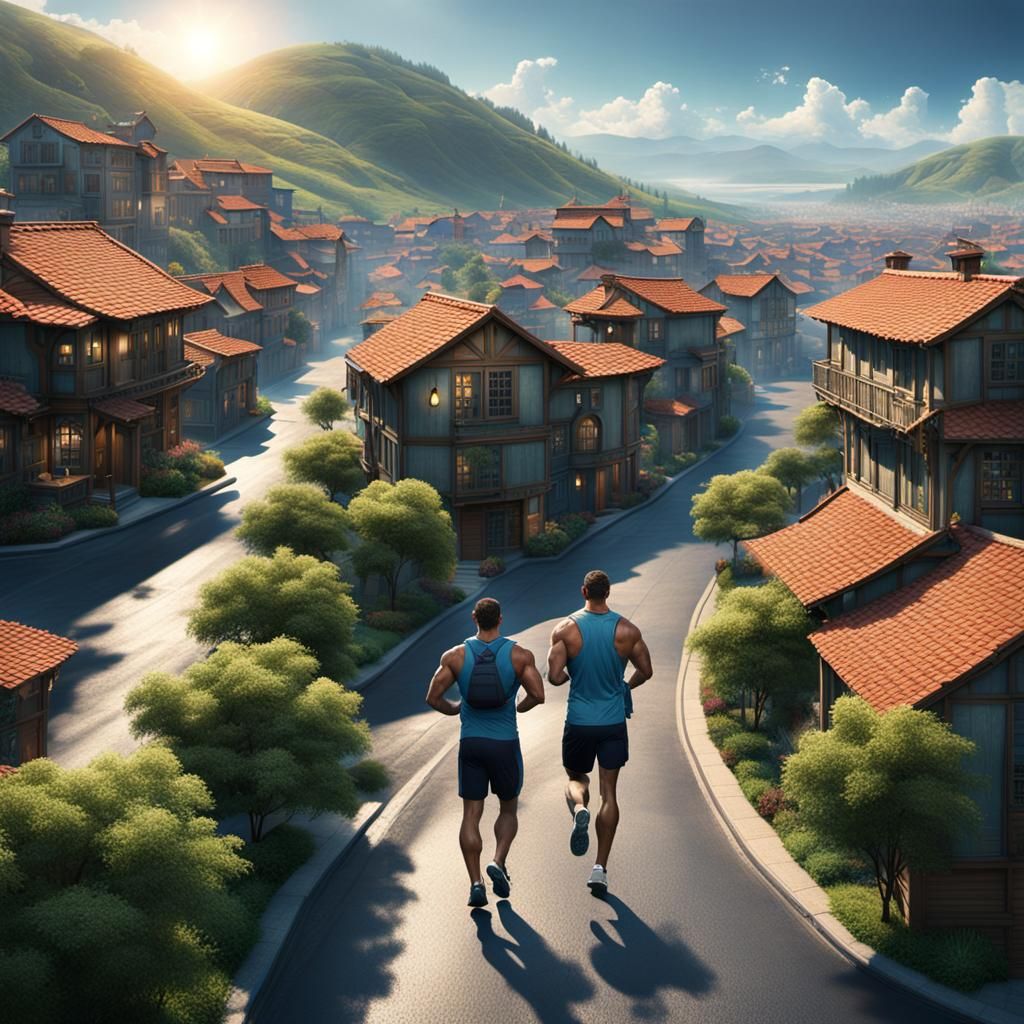 Detailed Matte Painting of Universal Fitness Pursuit