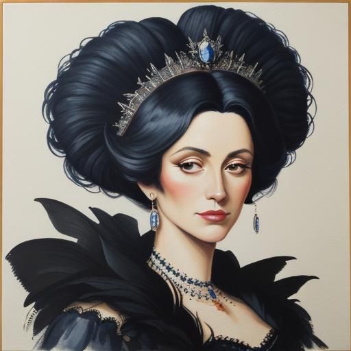 Detailed Gouache Painting: Madame Muse's Inspiration