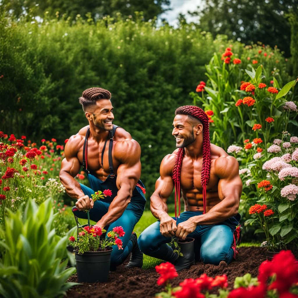 Gardeners in red