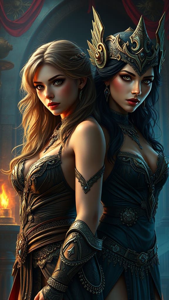 Fierce Fantasy Warriors in Ancient Mystical Realm