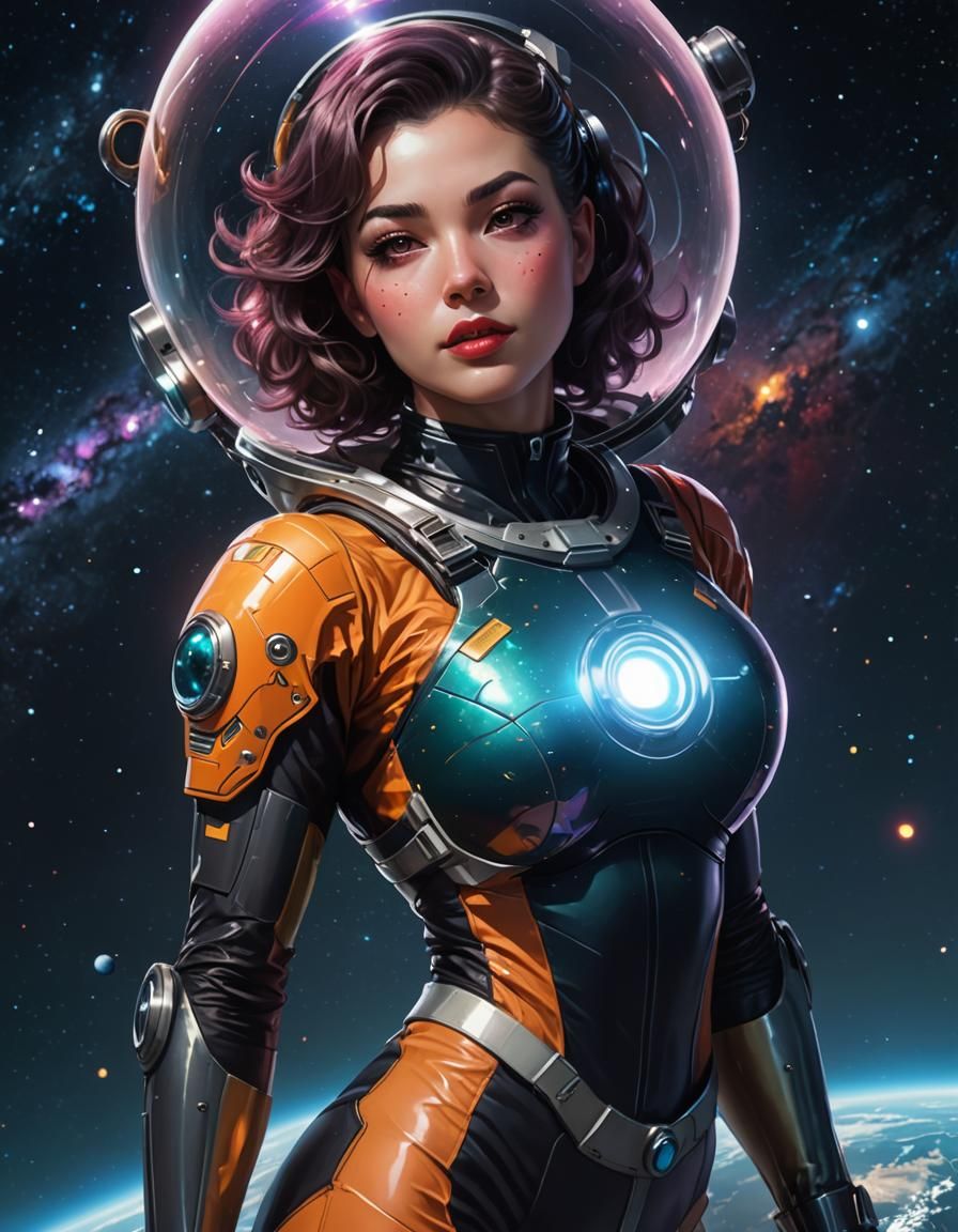 Retro Sci-Fi Pinup in Space Opera Style