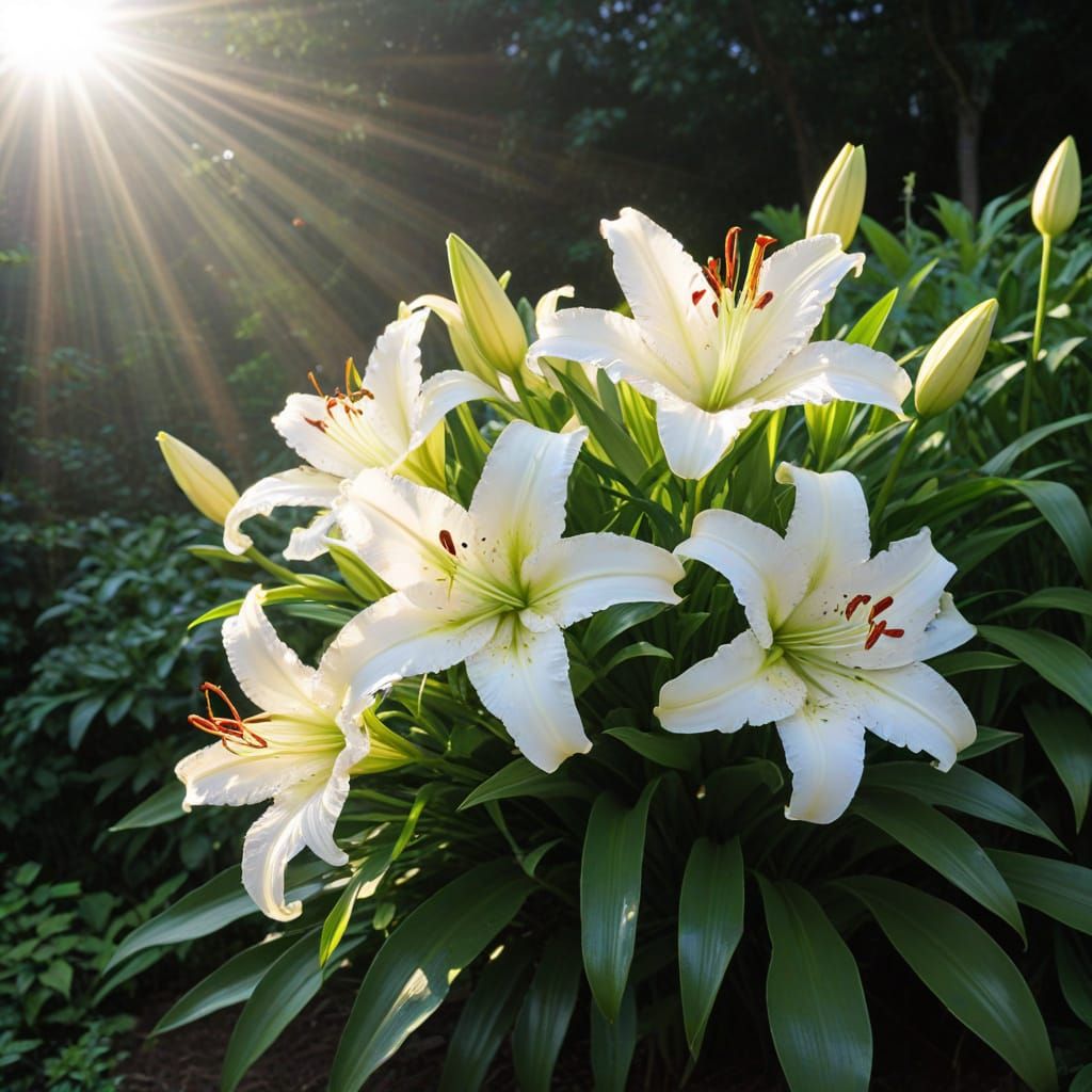 Psalm 23 Lilies in Morning Sunshine