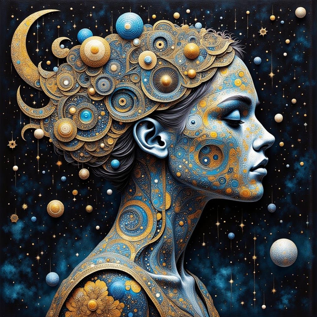 Art Deco Mystical Panda in Surreal Astral Fractalscape