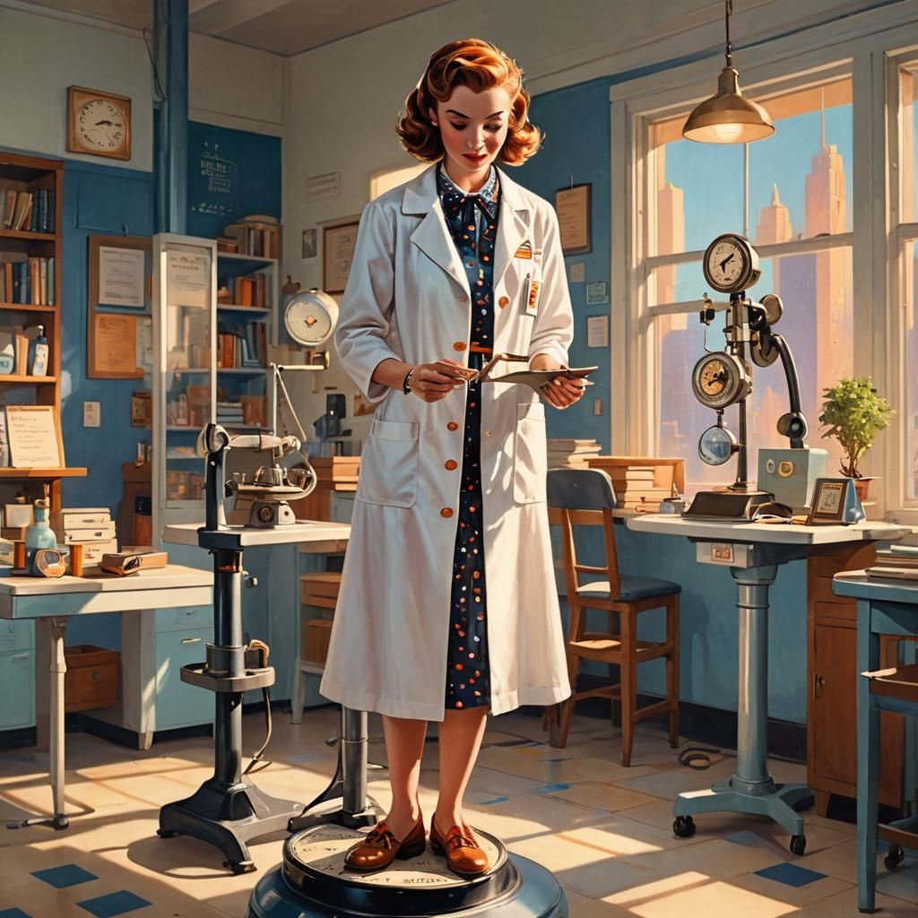 Retro-Futuristic Doctor's Visit in Dreamlike Colors