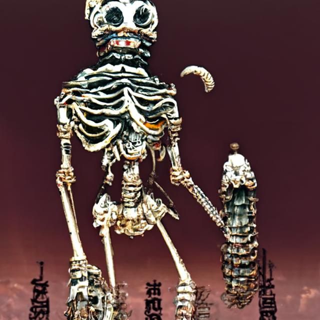 Giant Gashadokuro Skeleton in Post-Apocalyptic Storm