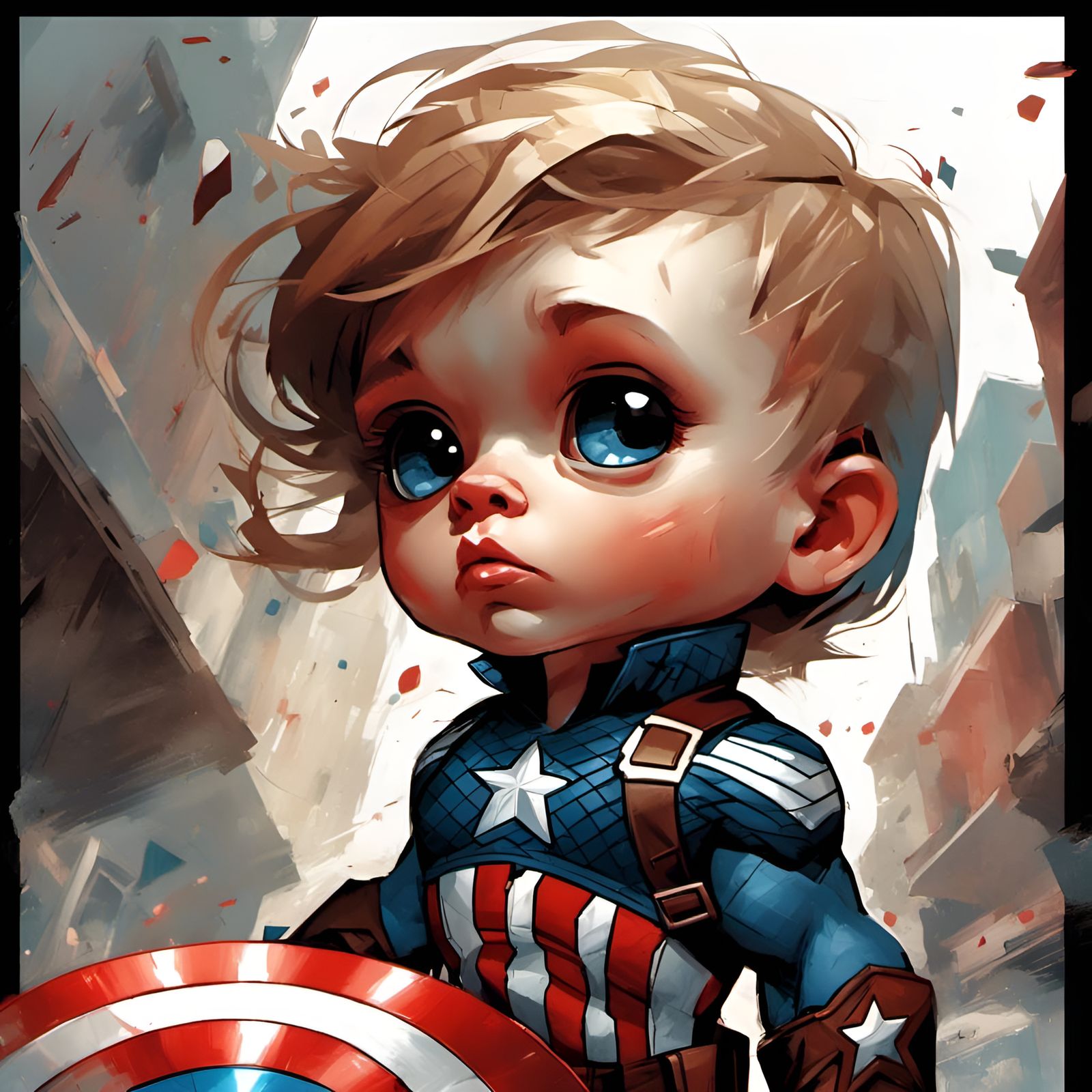 Chibi Captain America Toddler, Detailed 3D Art