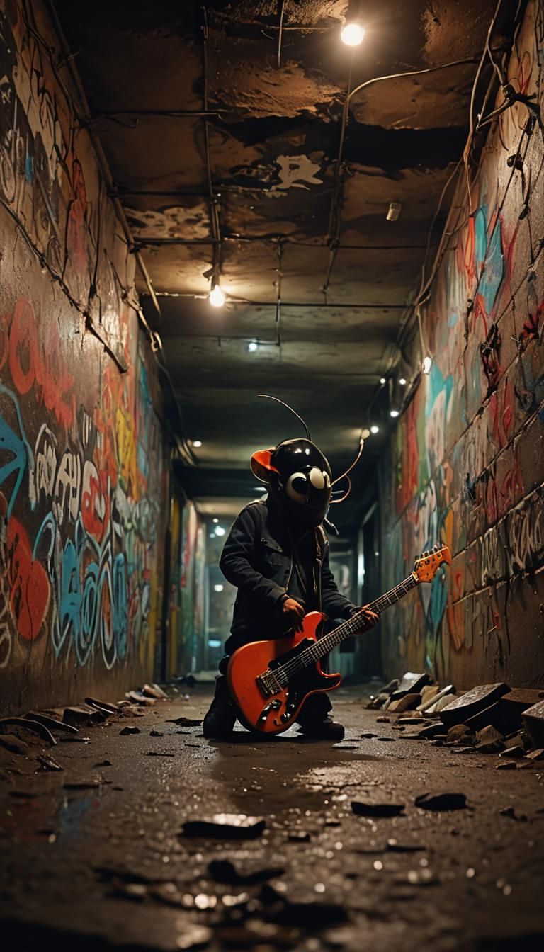 Ant Rocker in Underground Tunnel: Cinematic Film Still