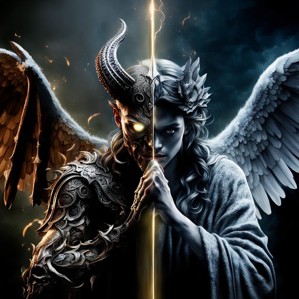 Angelic Demon Duality: A Striking AI Portrait