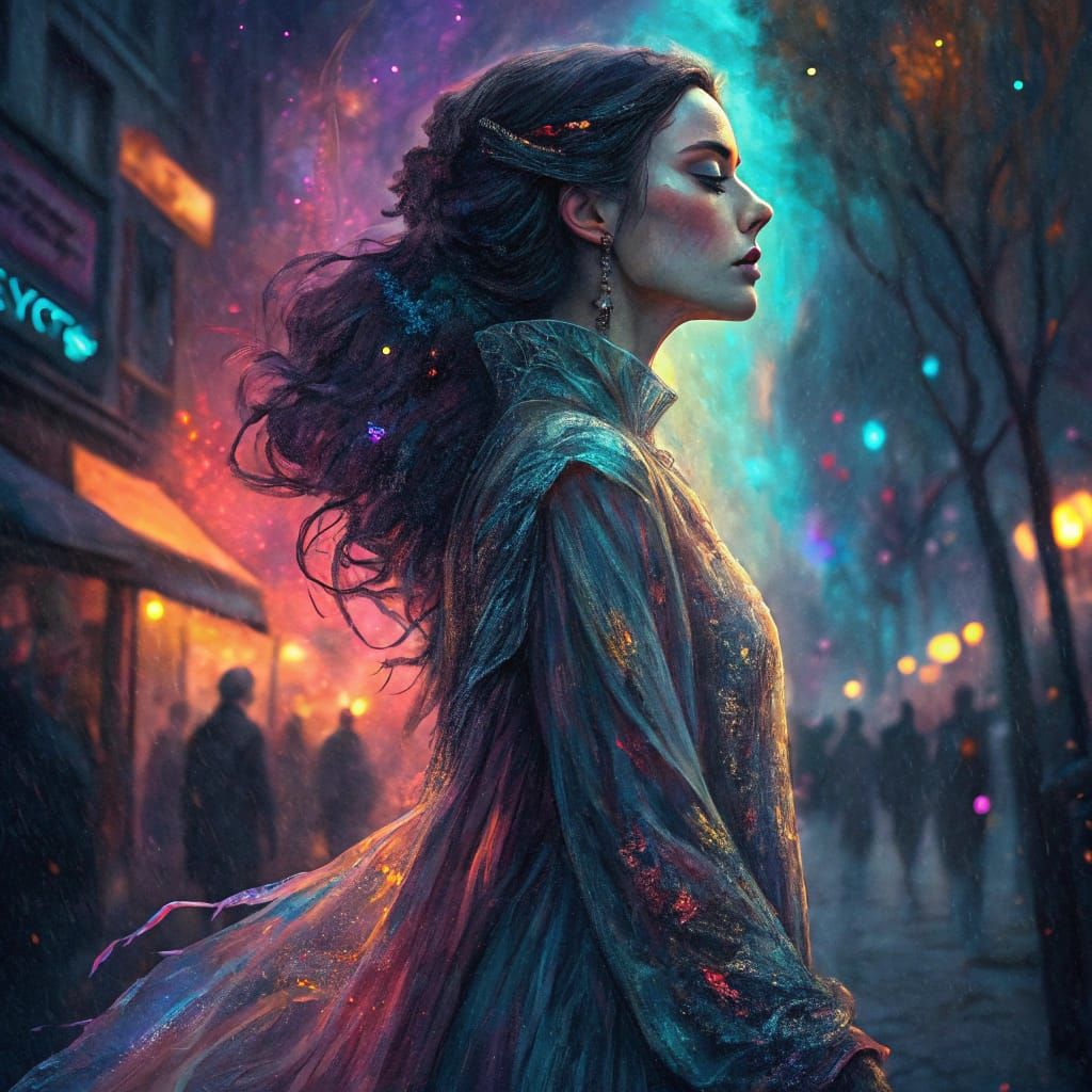 Ethereal Goddess Confronts Yin and Yang in a Kaleidoscope of...