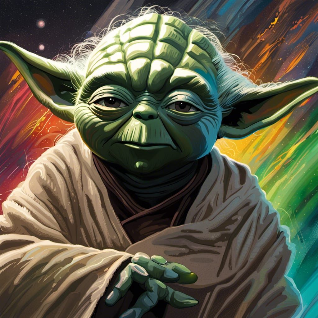 Hyperrealistic Yoda in Detailed Star Scene