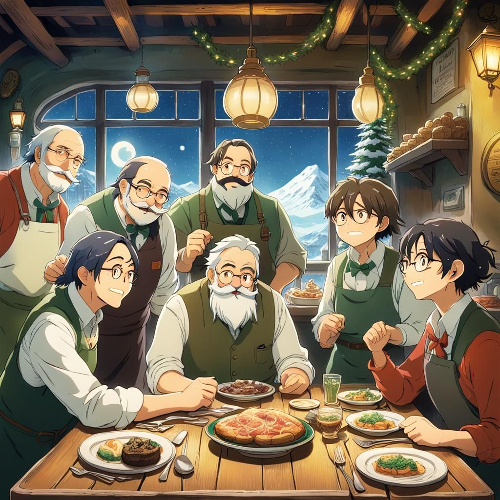 Geologists' Christmas Party in Studio Ghibli Style