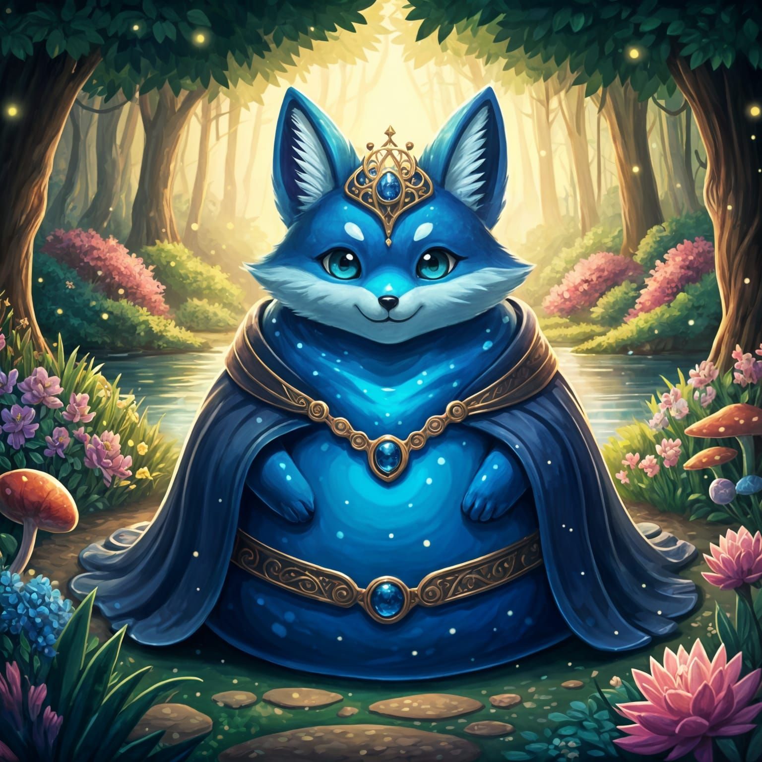 Cosmic Slime Queen in Studio Ghibli-Inspired Woodland