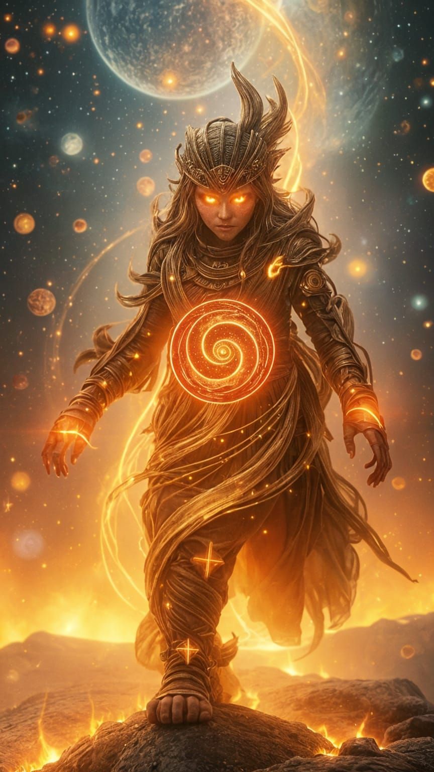 Surreal Cosmic Entity Emanates Divine Power in Radiant Splen...