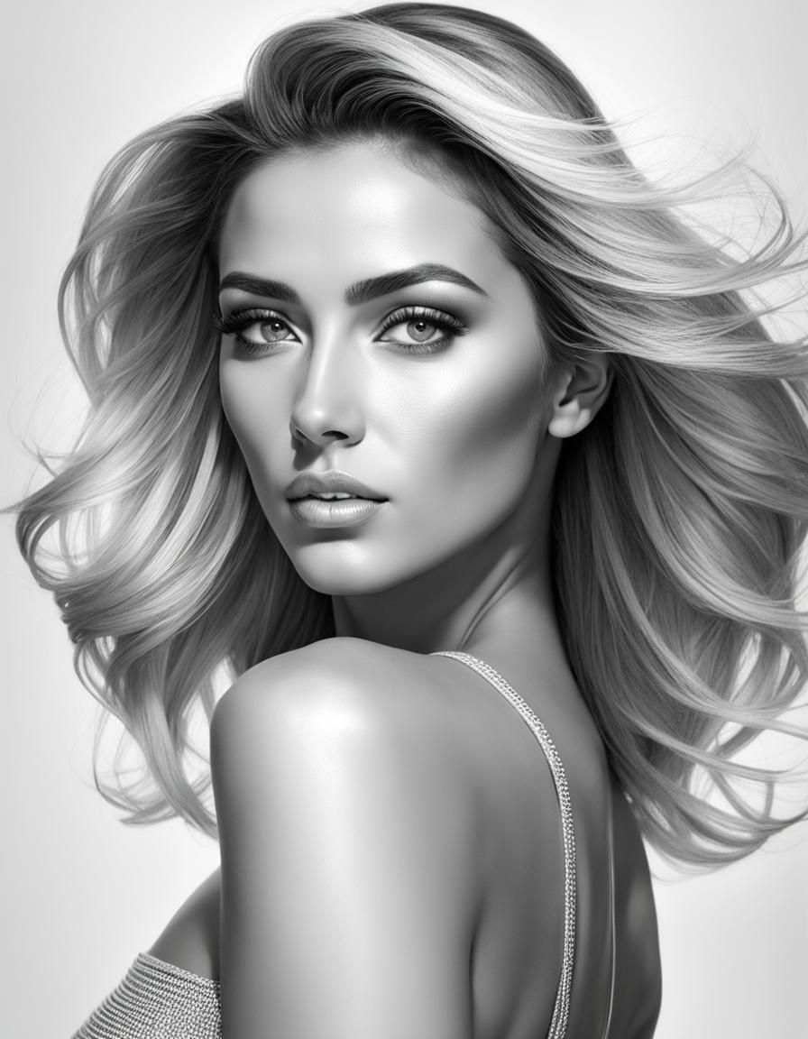 Coloring Page: Beautiful Woman in Graphite Pencil