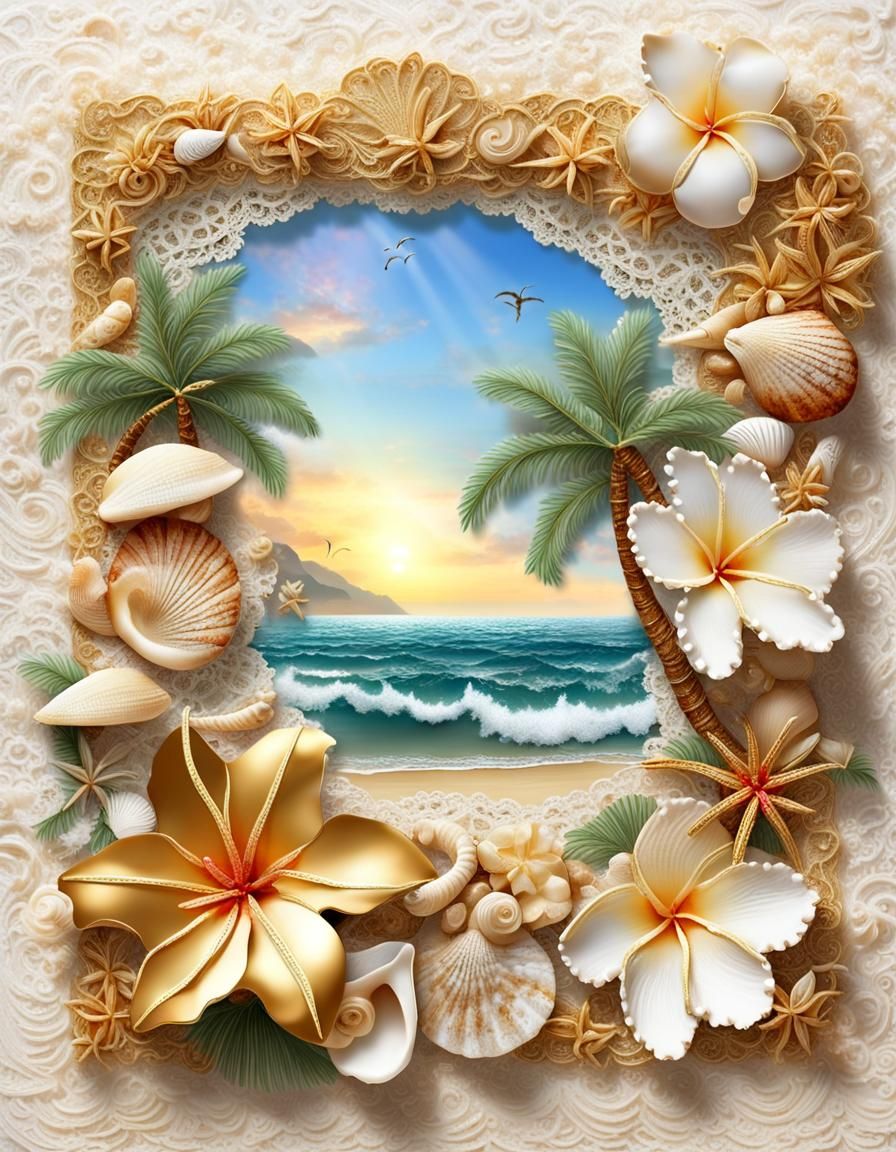 Tropical Beach Scrapbook in Ethereal Style