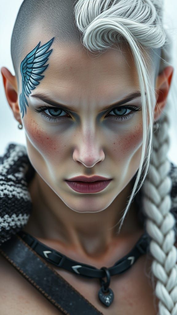 Warrior Woman in Arctic Haze, Cyberpunk Style