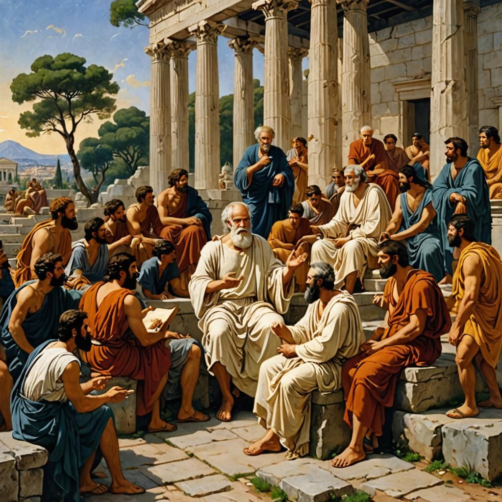 Socrates Teaching Philosophy in Ancient Athens