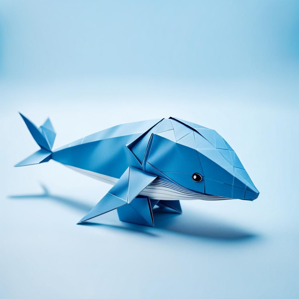 Origami Blue Whale Papercraft in 8K