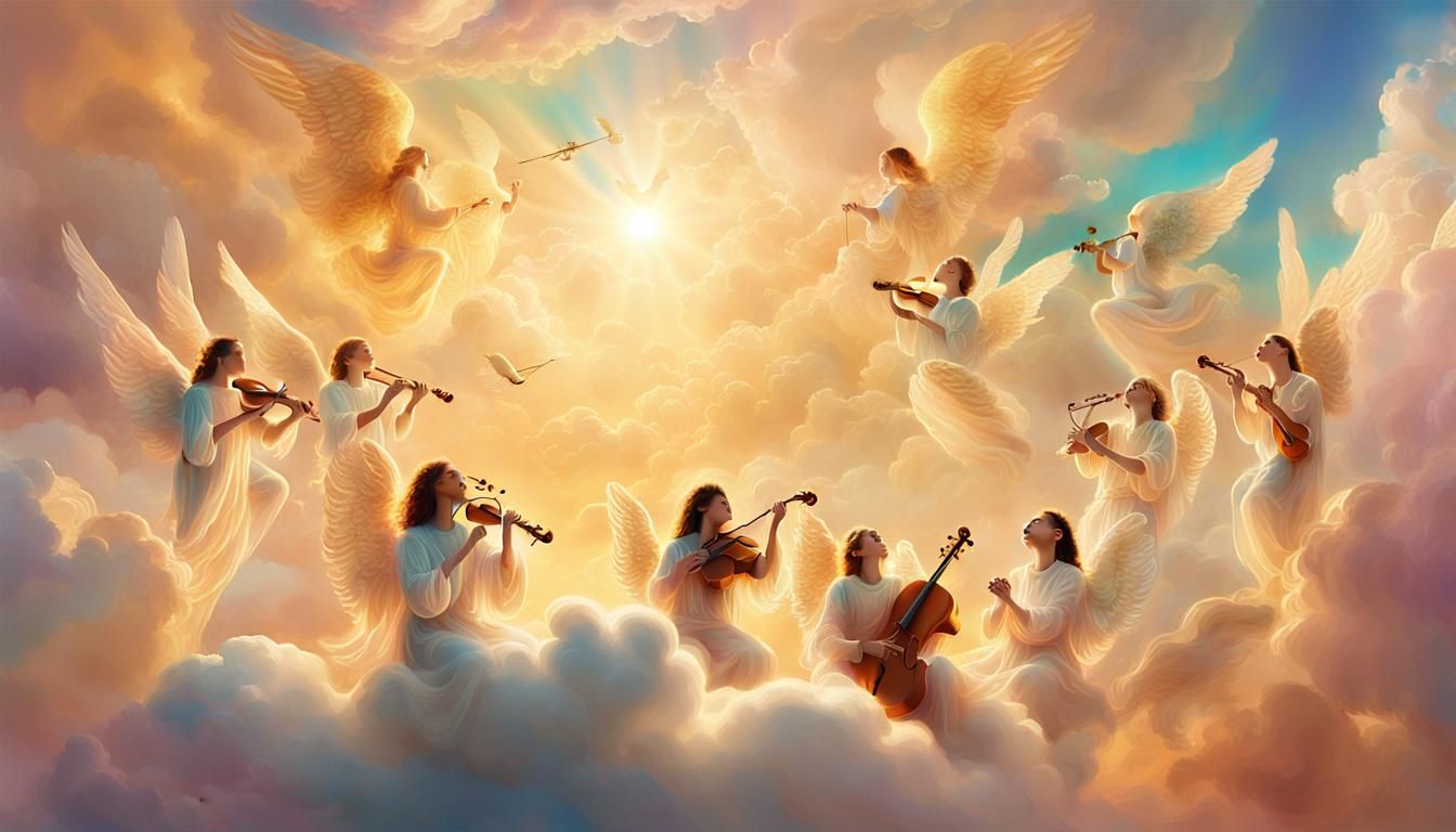 Angels Singing in Ethereal Dreamscape Digital Art